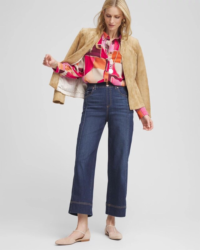 Faux Silk Sunset Collared Shirt - image 2